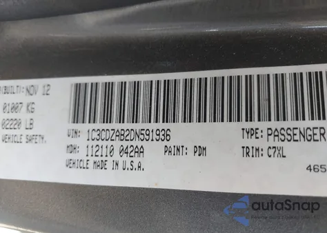 2013 Dodge Avenger Se from USA, damaged, VIN 1C3CDZAB2DN591936